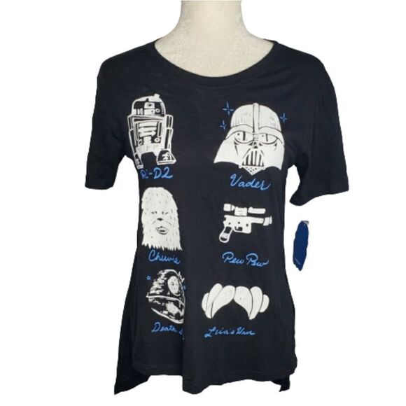 NEW STAR WARS x DOE t-shirt black split side short sleeve tee L - Picture 1 of 8